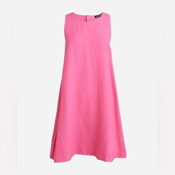 NWT J CREW Maxine button-back dress in linen in pink - Picture 4 of 7